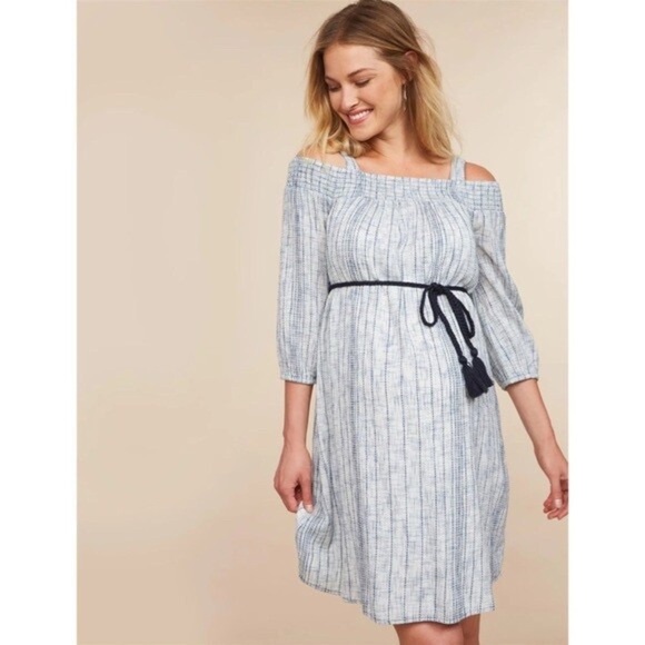 Jessica Simpson Maternity Cold Shoulder Belted Dress Small - Picture 1 of 10